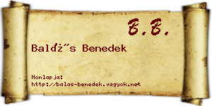 Balás Benedek névjegykártya